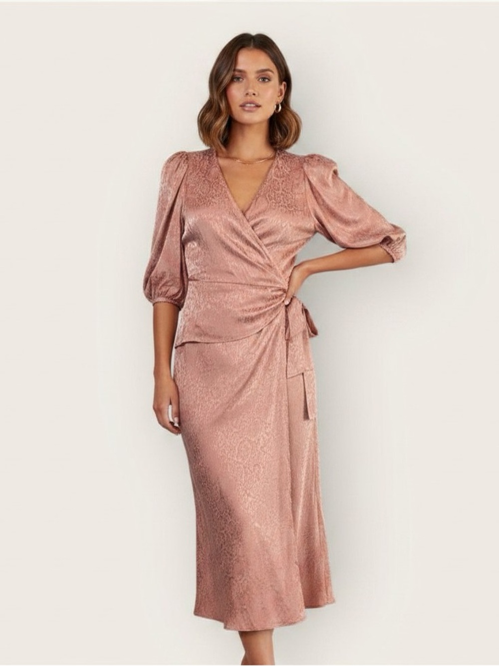 NWT | Krisa | 2-Piece Wrap Shirt & Midi Skirt | Blush Pink | Medium